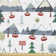 Tod Snow Capped Mountains Trees and Elevators Ski Resort Setting Fabric