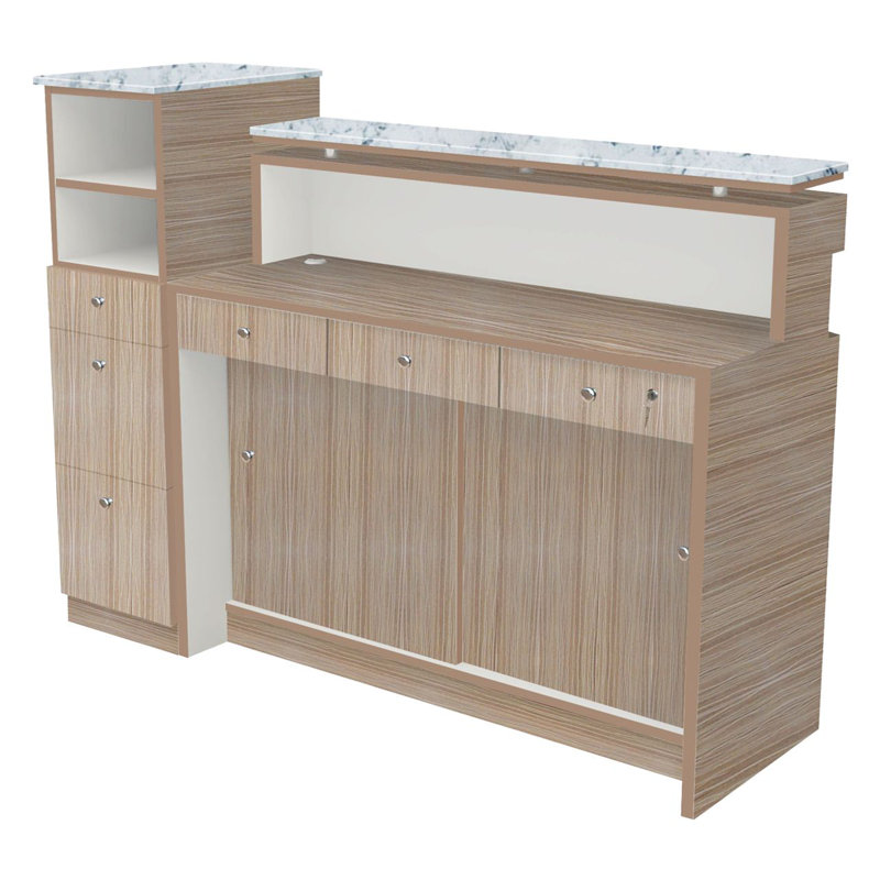 Narayana Rectangle Synthetic Laminate Reception Desk with Filing Cabinet