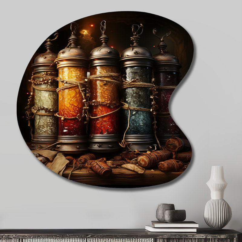 Hebrew Torah Scrolls - Judaism Drop Shape Assymterical Metal Wall Art, 27" H x 27" W