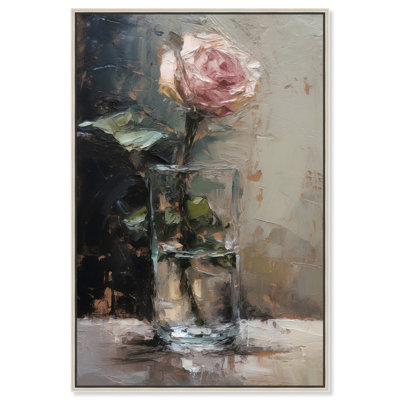 «Rose in A Glass of Water», art mural floral élégant par Art Remedy