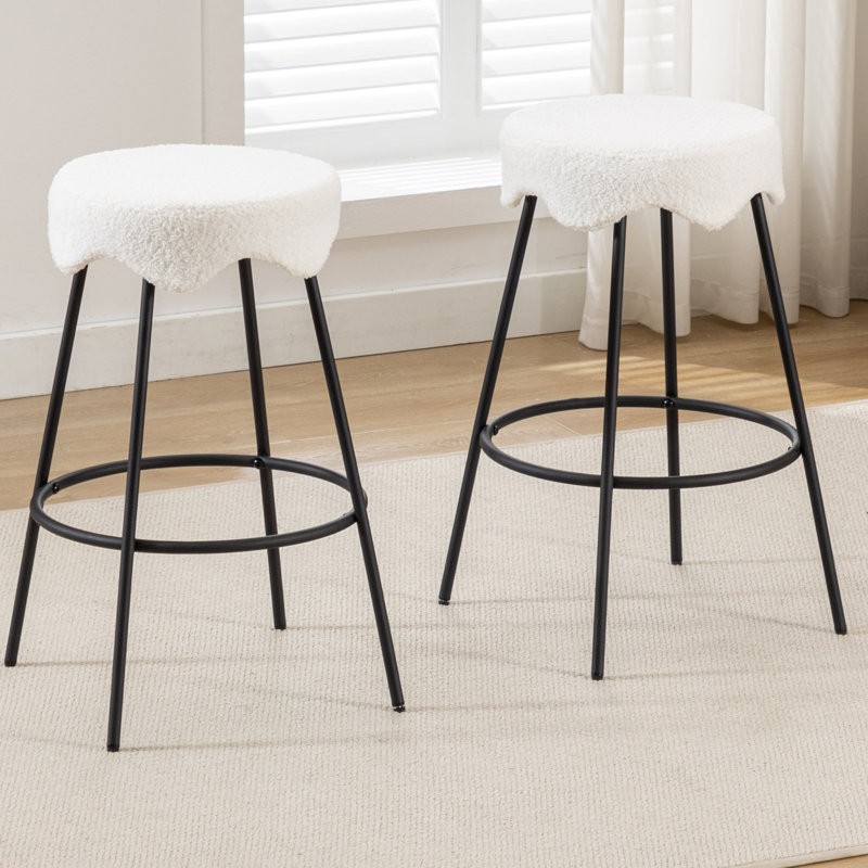 Tabouret de comptoir rembourré 26,97 po Kipten, Blanc