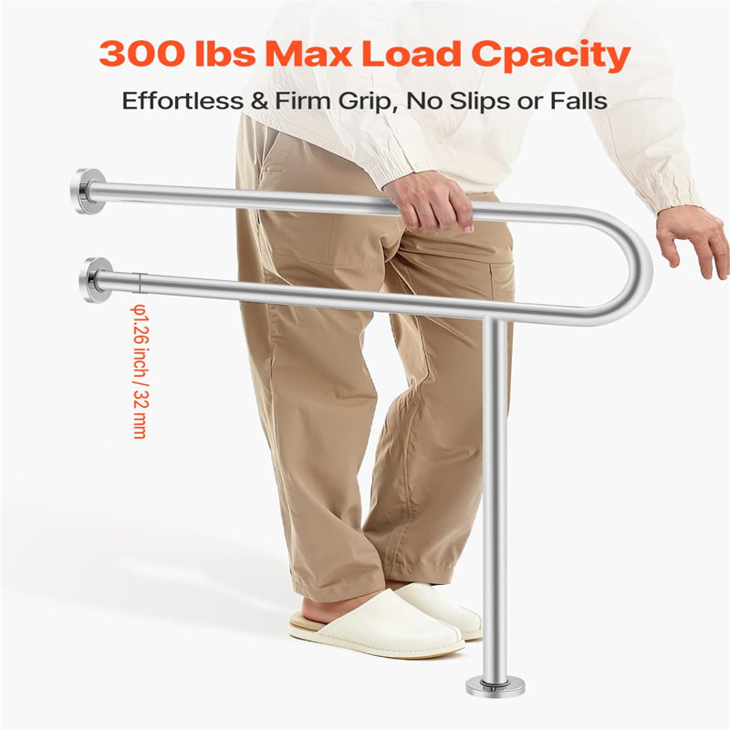 Toilet Safety Rail, U-Shaped Handicap Grab Bar