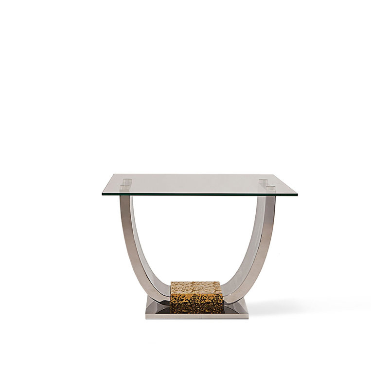 Table de bout en verre à piédestal