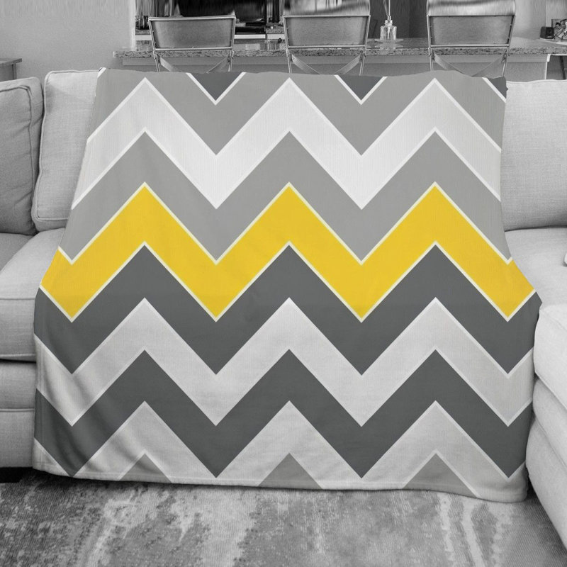 Chevron Fleece Blanket, 51" W x 60" L, Pink/Yellow