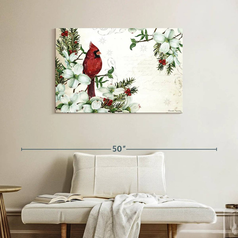Cardinals d'hiver et cornouiller, H 26 po x l 39 po
