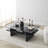 Modern Coffee Table with 100% Tempered Glass Top, Sapphire & Transparent Color, 41.3 x 13.8 x 25.6 inches | 100% Melamine Coated Particle Board Frame, 0.71 inches Thick | Stylish & Functional Design for Living Room-1217711239-1217711238-1235194710