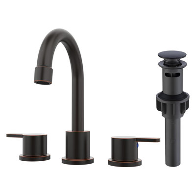 Robinet de lavabo de salle de bain surdimensionné avec bonde escamotable, finition bronze huilé, ensemble central de 8 pouces, installation à 3 trous, fabrication en métal avec bec pivotant à 360 °