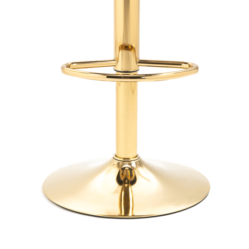 Christal Swivel Upholstered Adjustable Height Counter Stool, Ivory, Gold