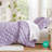 Purple 3Pcs Full Textured Floral Comforter , Soft Brushed Microfiber, Puffy Design With Tie Accents, - For Your Comfort In Purple, All Season And Easy To Clean-121262440
