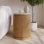Aster 16" Side Table In Reeded Birch with Travertine Top