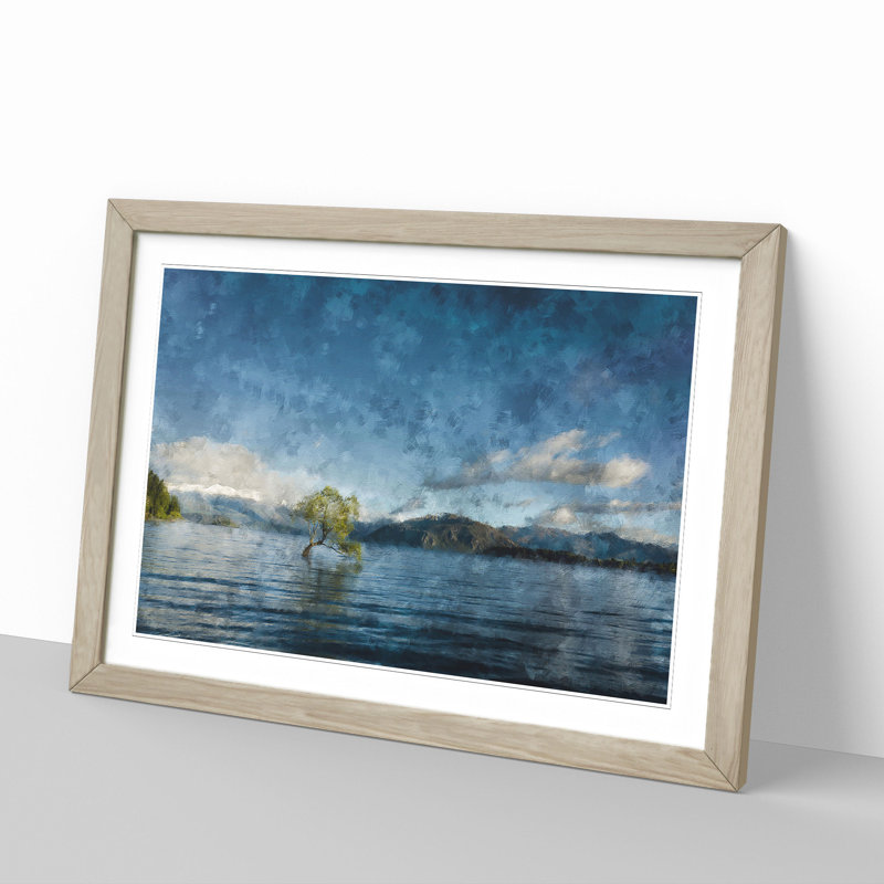 Tree in a Lake - Picture Frame Graphic Art, Oak, 27cm H x 36cm W x 2cm D