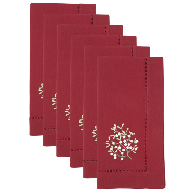 Embr'D Mistetoe Hemstitch Napkin (Set of 6)