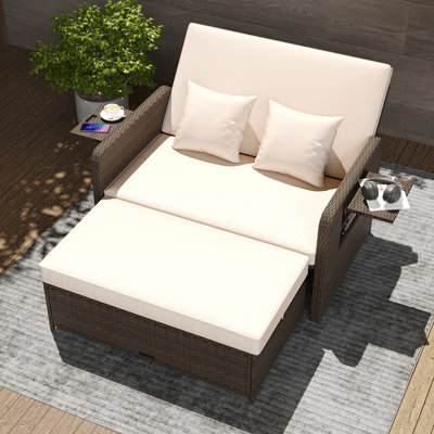 2-piece Reclining Outdoor Patio Daybed Set With Cushions For Porch, Garden And Yard by Ebern Designs