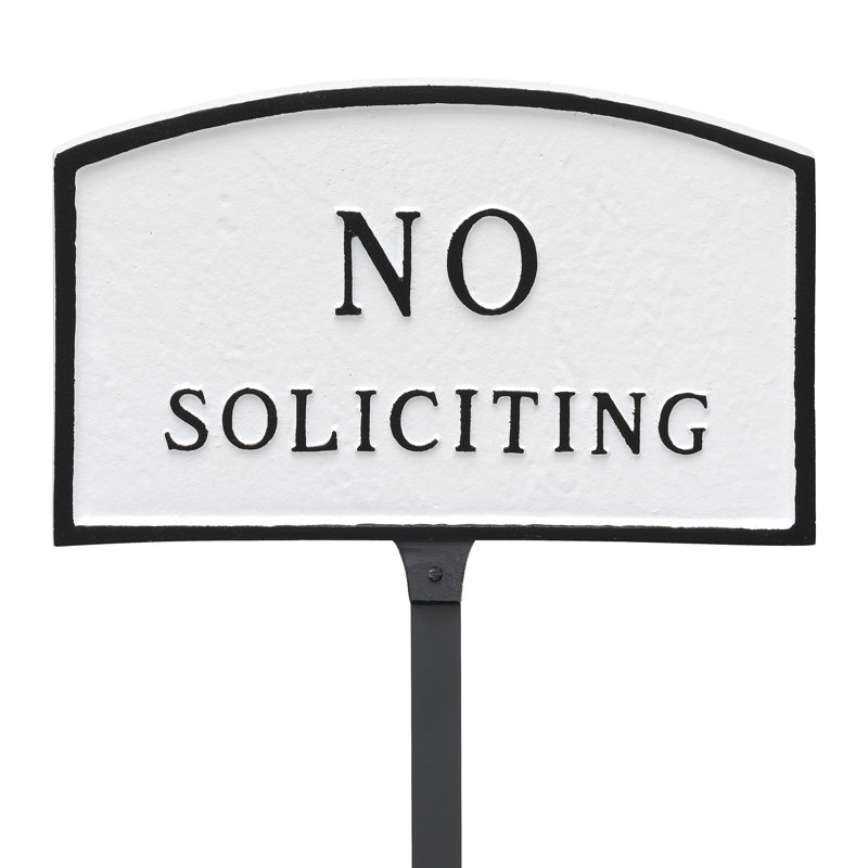 No Soliciting Statement Garden Sign, White/Black