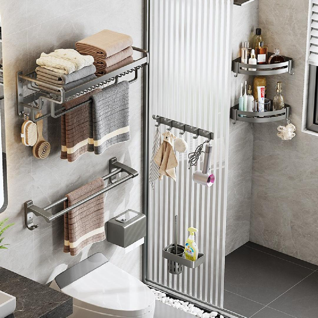 Bathroom Shelf Space Aluminum Towel Rack Toilet Bathroom Gargle