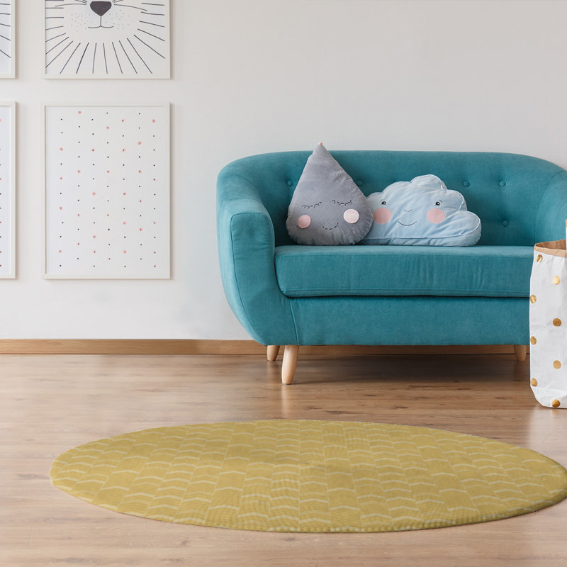 Chenille Chevron Indoor Rug, Round 5'
