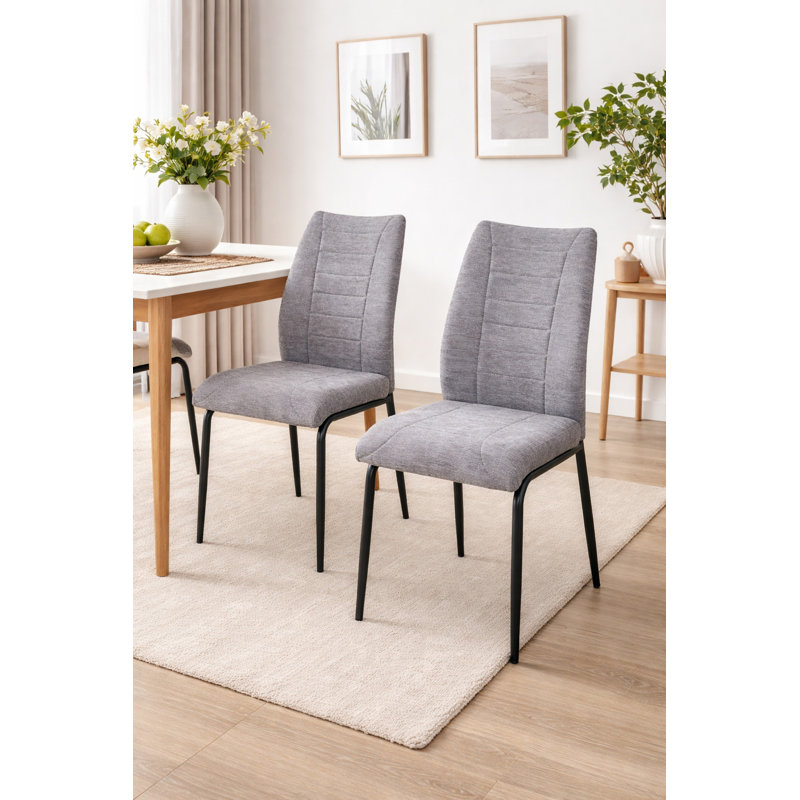 50cm H Polyester Blend Upholstered Metal Side Chair, Grey