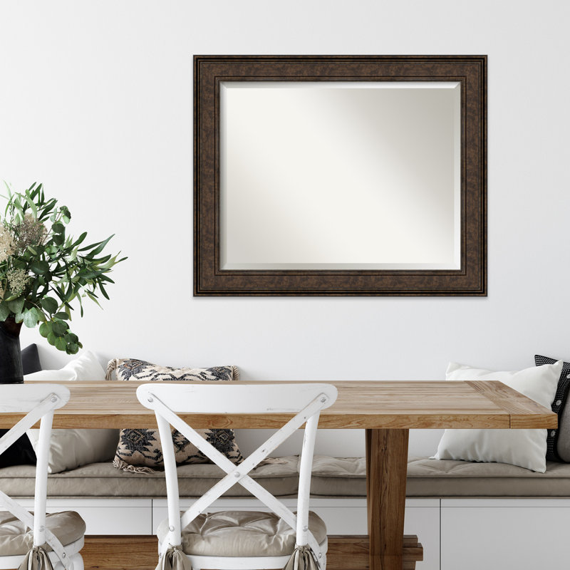 Fahlman Flat Wall Mirror, Rustic Brown, 27.5" x 33.5"