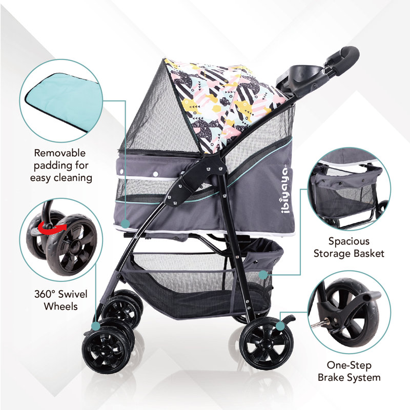 Mint Green Lightweight Covered Pet Stroller for Small Breeds