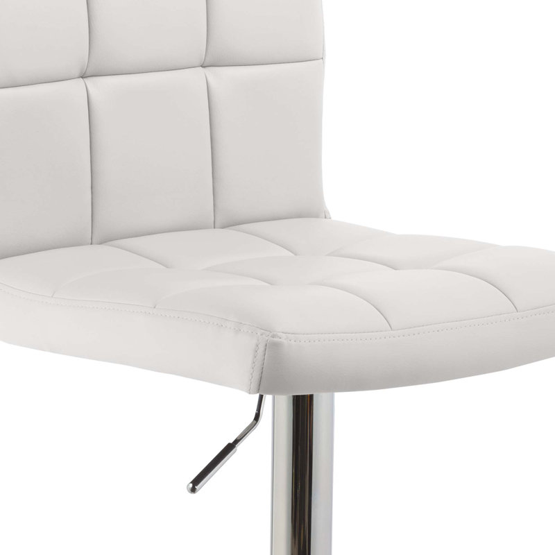 Kristopher Swivel Upholstered Adjustable Height Counter Stool with Metal Frame, White