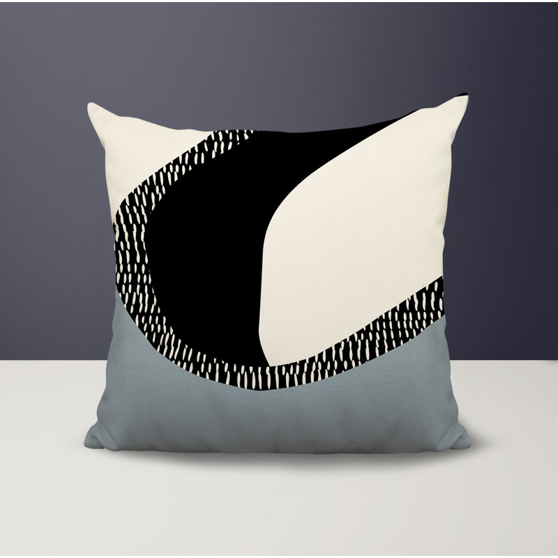 Coussin carré intérieur / extérieur pia, H 19 po x l 19 po, Gris / noir / blanc cassé