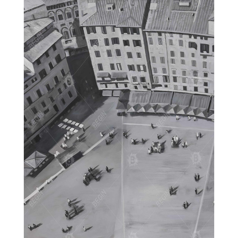 Toile Piazza del Campo | Art décoratif gris encadré