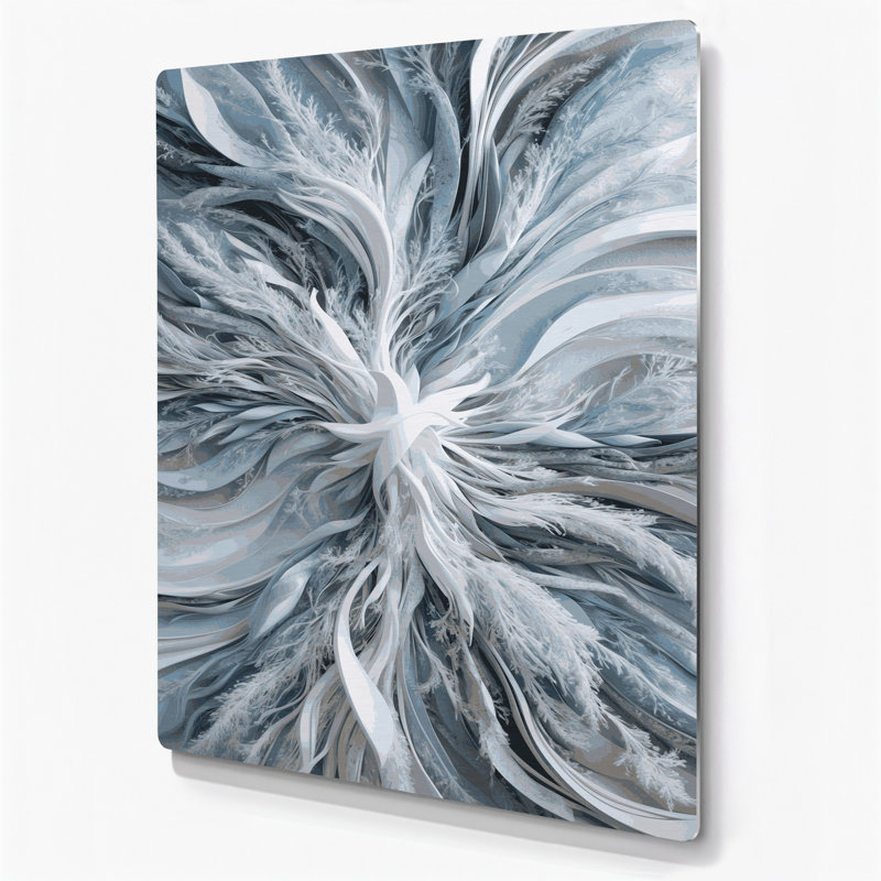 Abstraction numérique 35, art mural gris en métal, H 14 po x l 11 po