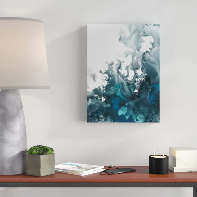« indigo tempest i », reproduction de peinture à l’aquarelle sur toile tendue, H 19 po x l 14 po x P 2 po