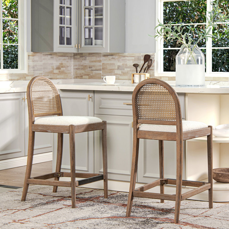 Tabouret de comptoir 26,5 po Panama, Blanc, Brun