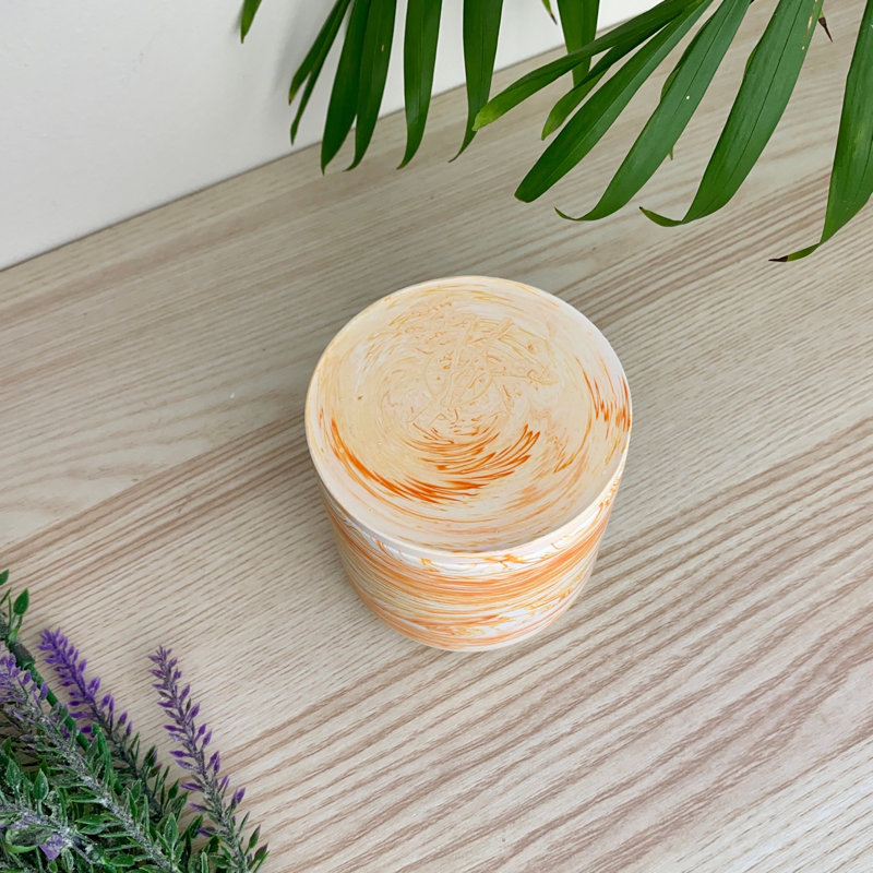 Jesmonite Storage Pot With Lid, Orange