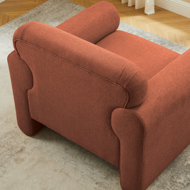 Fauteuil d'appoint rembourré 37 po Kimwana, Sergé de polyester orange rustique