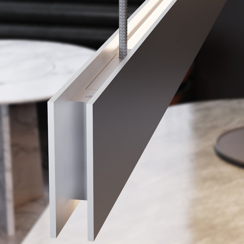 Lithe 1 - Light LED Kitchen Island Pendant, Natural Anodized, 2.25" H x 96" W x 0.75" D