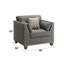 Chaise en lin gris anthracite avec 3 coussins, siège à ressorts ensachés, pieds en bois, garniture cloutée, siège sans bouton, structure en eucalyptus, accents