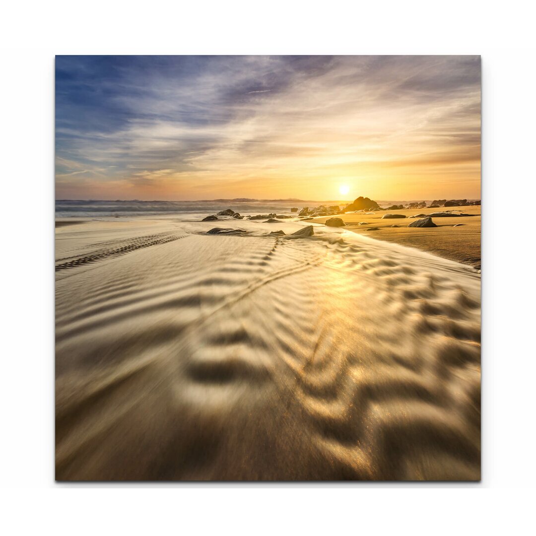 Fotodruck Sandstrand bei Sonnenuntergang