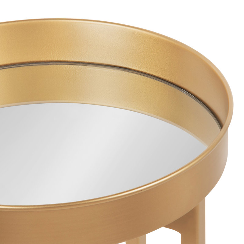 Jellico Mirrored Glass Tray Top End Table Set, Gold