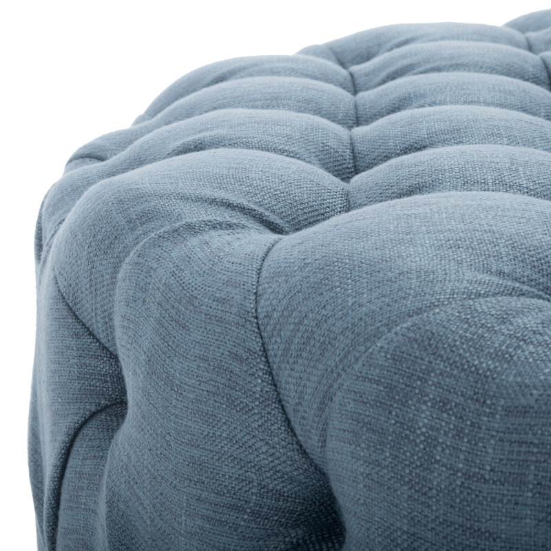 Repose-pieds cocktail rond capitonné de 39,4 po Blech, Mélange de polyester bleu marine