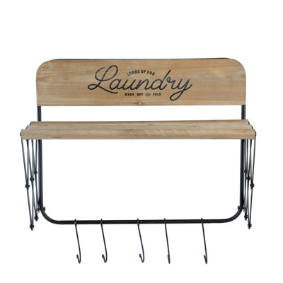 Panier à linge en fer avec barres en bois Joshua