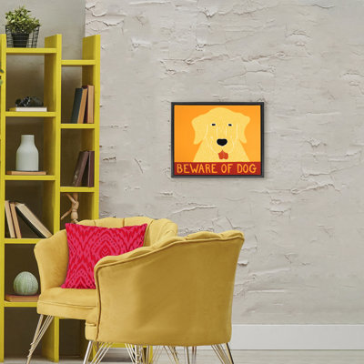 Beware Of Dog  Red Floating Frame, design by Stephen Huneck