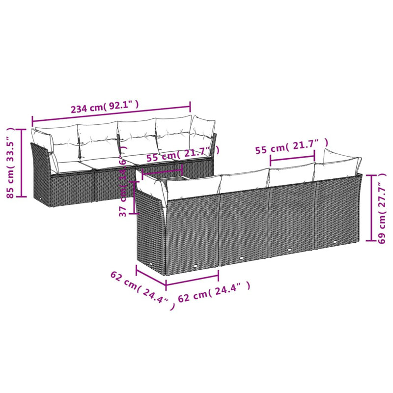  Ensemble de canapé de jardin gris