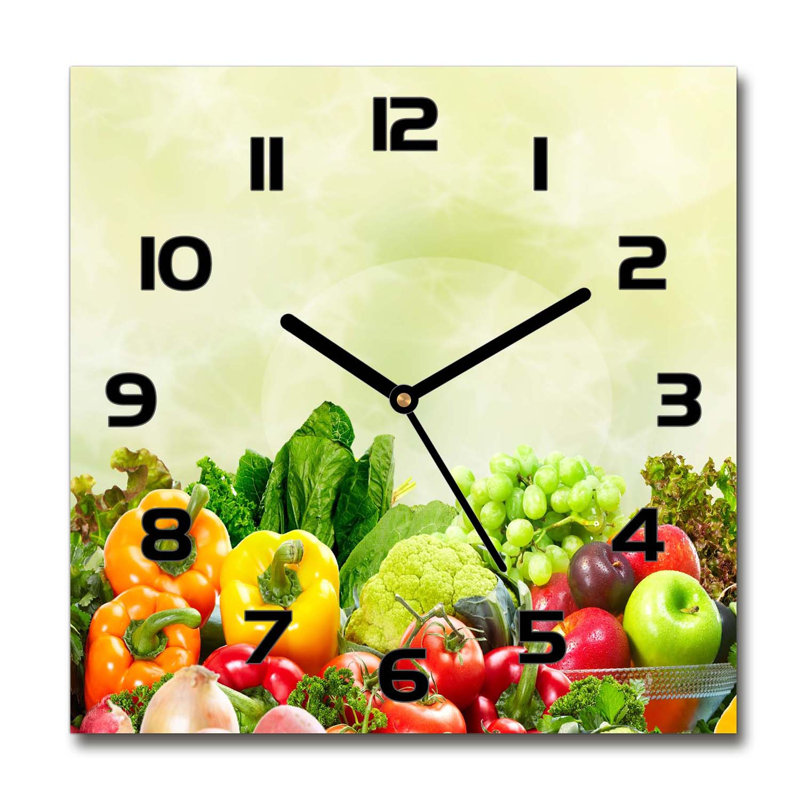 Glass Wall Clock, Black/Green/Red