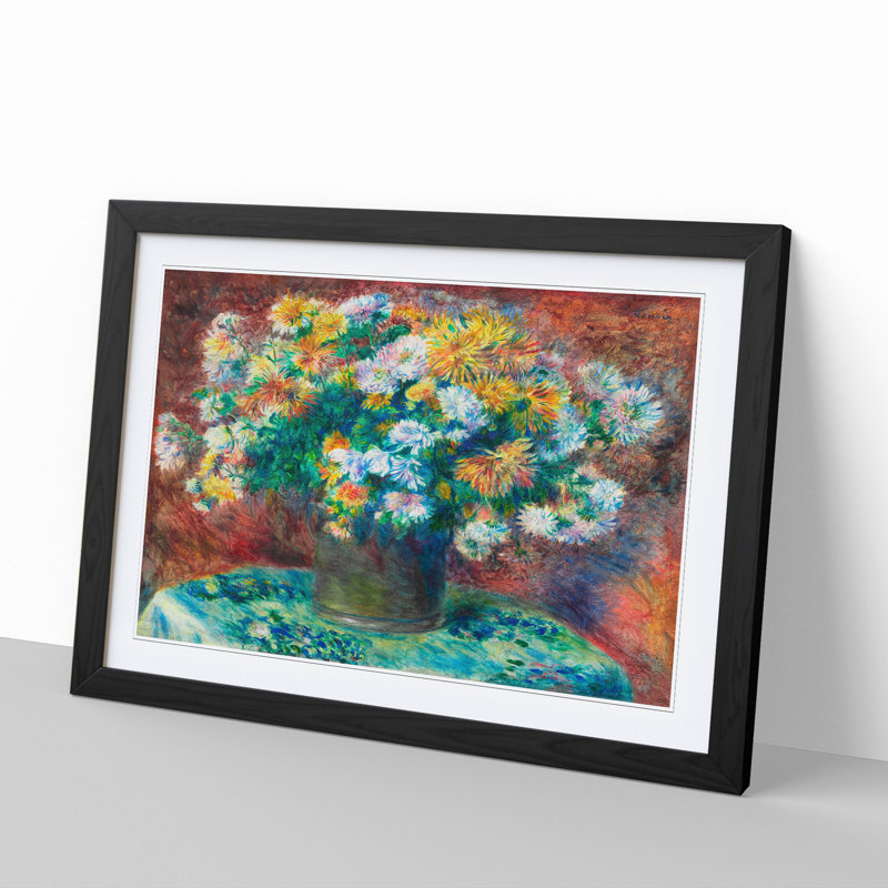 Chrysanthemums by Pierre-Auguste Renoir - Picture Frame Painting, Black Framed, 48cm H x 65cm W x 2cm D