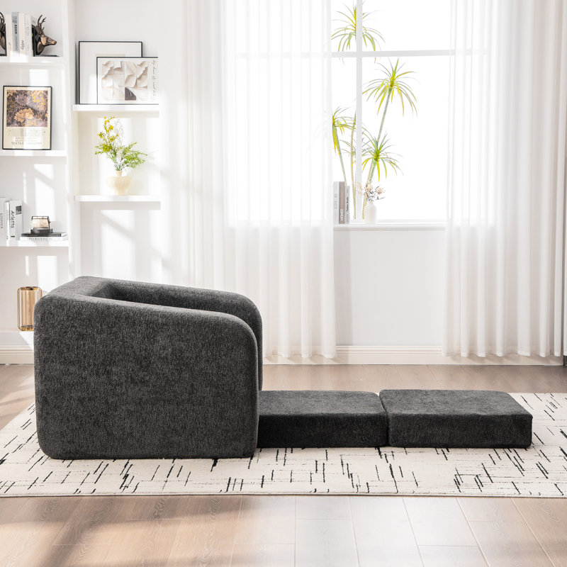 Lit de sol pliable Cloud de 101,6 cm (40 pouces), matelas en chenille avec accoudoirs et oreiller, pour salon ou chambre d'amis convertible.