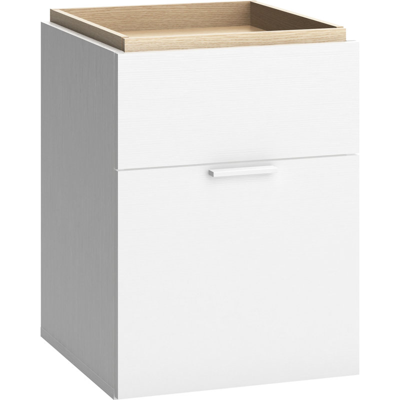 Reba 2 Drawer Bedside Table, White/Oak