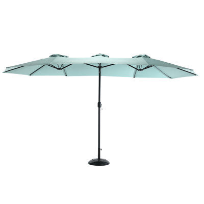 Parasol extérieur double face de 4,5 m (14,8 pi). Grand modèle rectangulaire avec mécanisme d'ouverture manuel. Convient au jardin, à la piscine et à la cour. Grand parasol avec manivelle pratique pour une agréable protection solaire dans la cour arrière.
