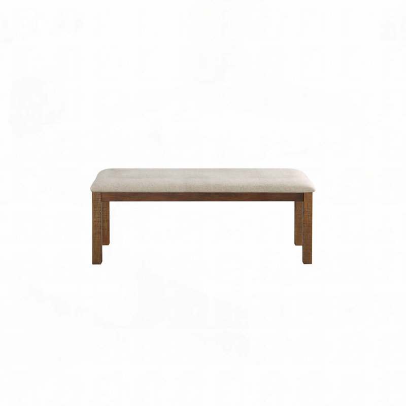 Banc rembourré, H 19,5 po x l 48,5 po x P 17 po, Chêne