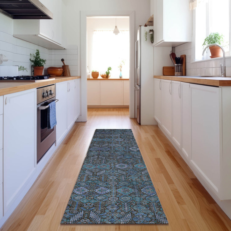 Premium Machine Washable Cerrito AMF574 Teal Rug