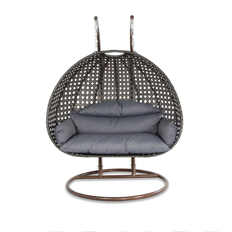 Balancelle double avec support, Gris anthracite, Brun