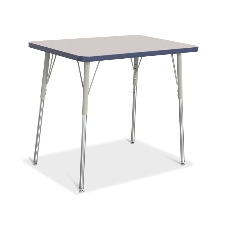 Table rectangulaire Berries, Pieds standards pour adultes 24 po - 31 po, Gris et bleu marine, 24" x 36"