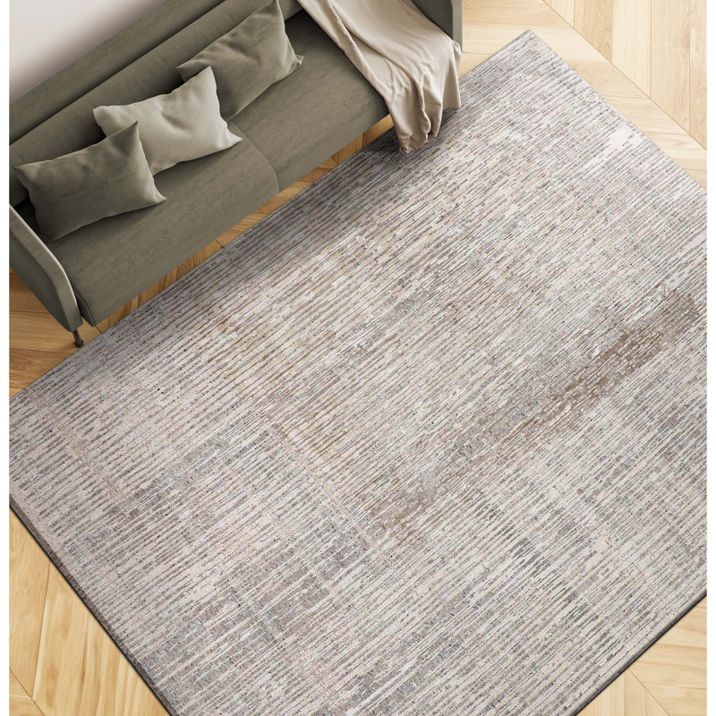 Handmade Linen and Wool Area Rug, Rectangle 10' x 14'