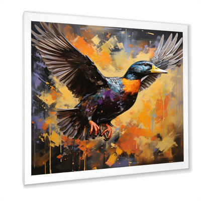 «Vintage Duck Flight At The Pond IV», art mural animaux de canard